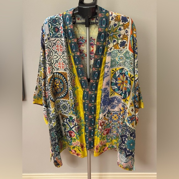 Johnny Was Silk Kimono Topper Jacket Reversible Multi Color Size 1X - Picture 2 of 15
